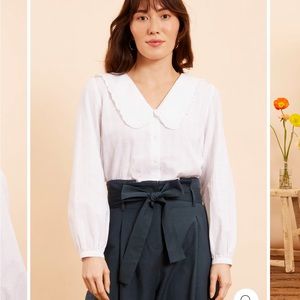 NWT Jean Lattice blouse white